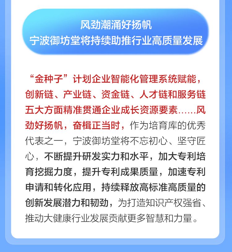 宁波御坊堂成功入选国家专利产业化样板企业培育库