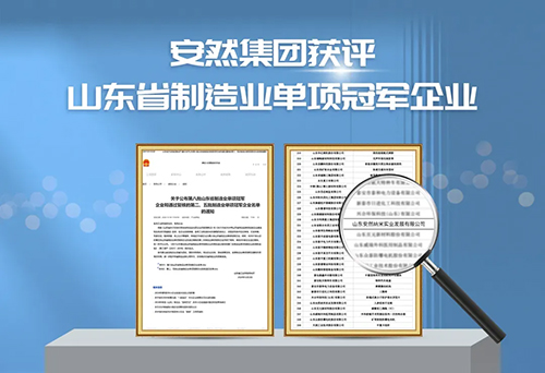 喜讯！安然获评山东省制造业单项冠军企业